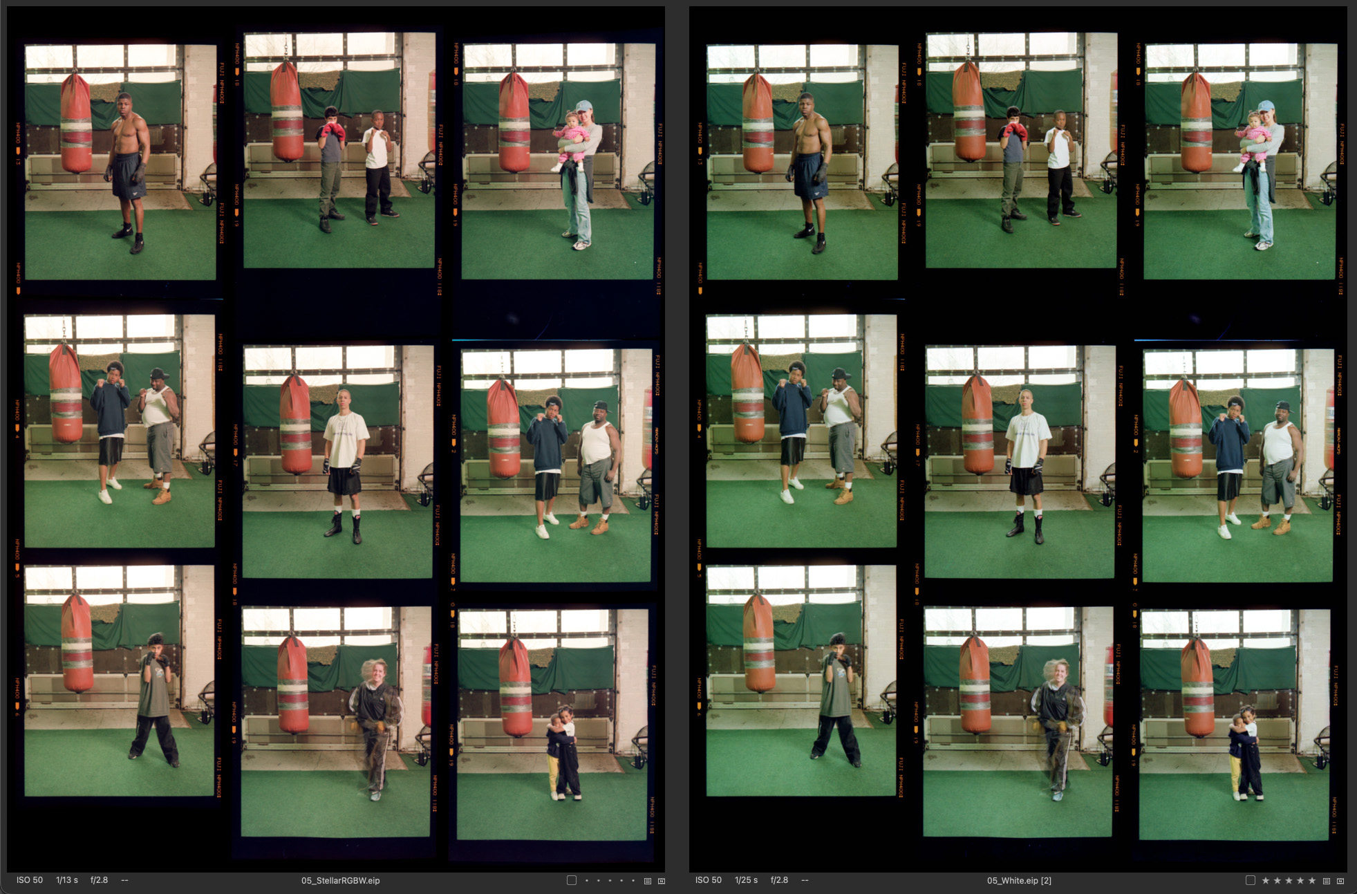 A full film sheet with nine frames captured in a single click at 24 megapixels per frame