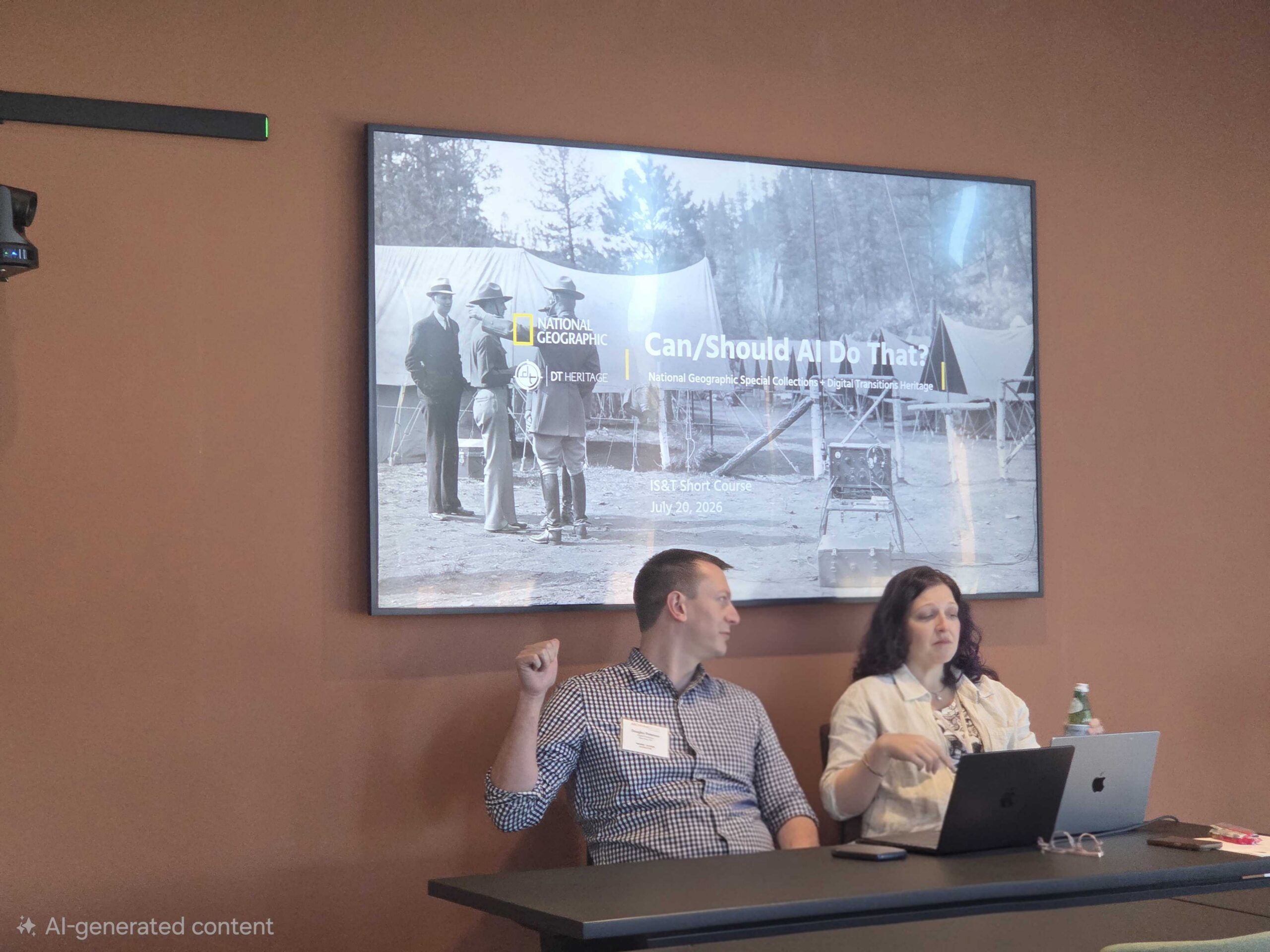 The title slide for the National Geographic and Digital Transitions Heritage AI course